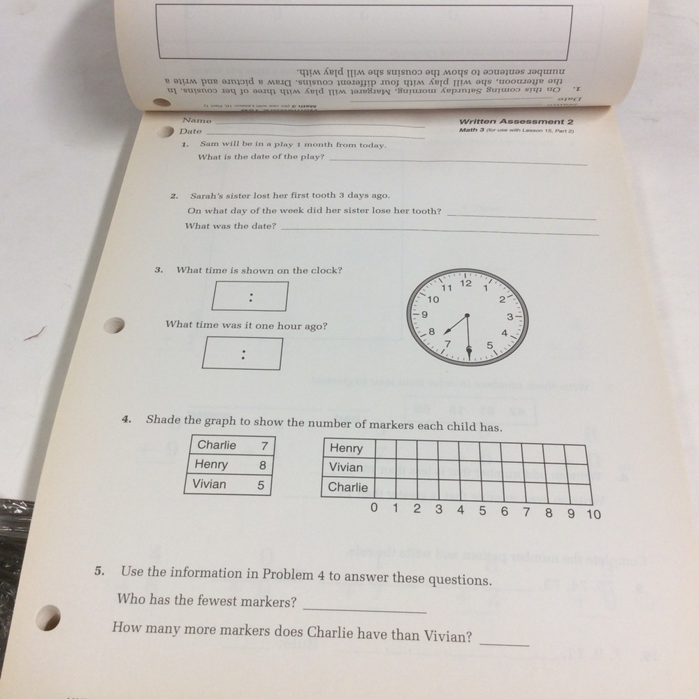 Saxon Math 3 Student Workbook Part 1 - Picture 6 of 13